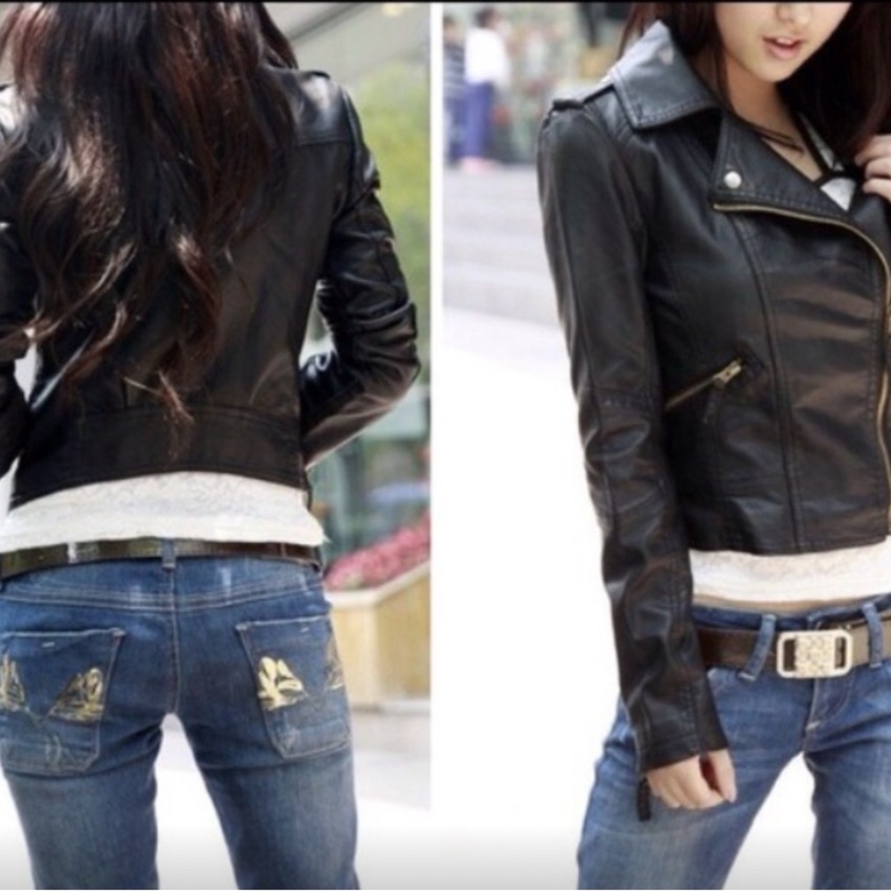 Black Faux leather jacket 😎